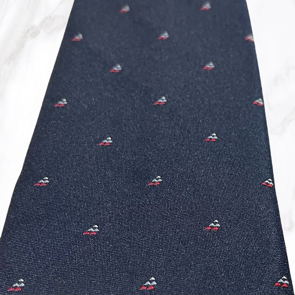 Vintage Christian Dior Navy Blue Silk Blend Graphic Tie, OS - Picture 2 of 5